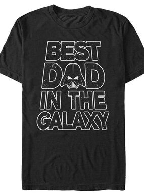 Men's Star Wars Best Dad Darth Vader Helmet Graphic Tee Black